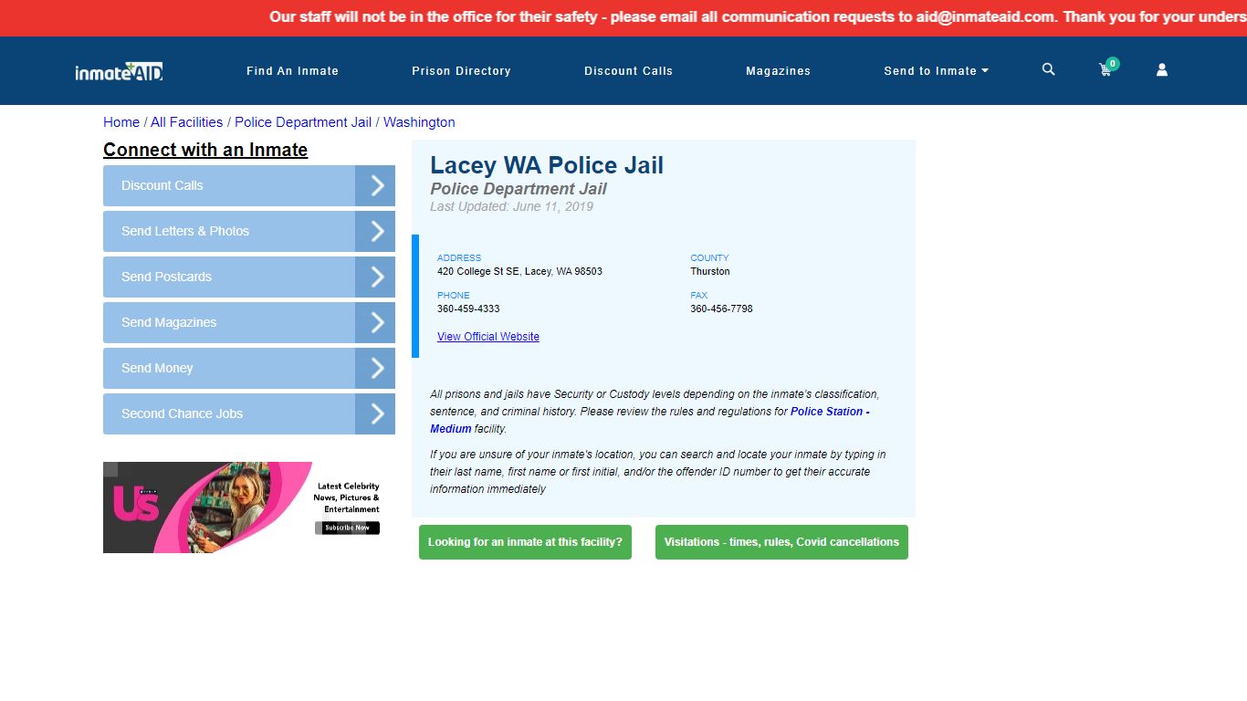 Lacey WA Police Jail & Inmate Search - Lacey, WA